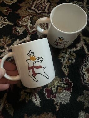 Crate&Barrel reindeer mini mugs, set of 2, NWT